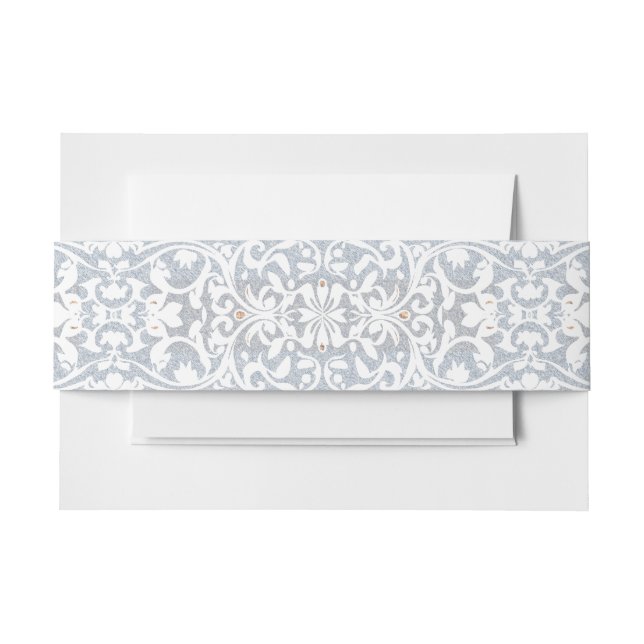 Medieval Fantasy Frame Blue Gold Etching Wedding Invitation Belly Band (Front Example)