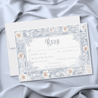Medieval Fantasy Frame Blue Gold Etching Wedding