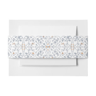 Medieval Fantasy Regal Blue Gold Etching Wedding Invitation Belly Band