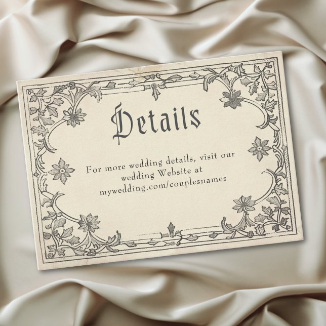 Medieval Fantasy Vintage Black Etching Wedding Enclosure Card (Medieval Fantasy Vintage Black Etching Wedding Enclosure Card)