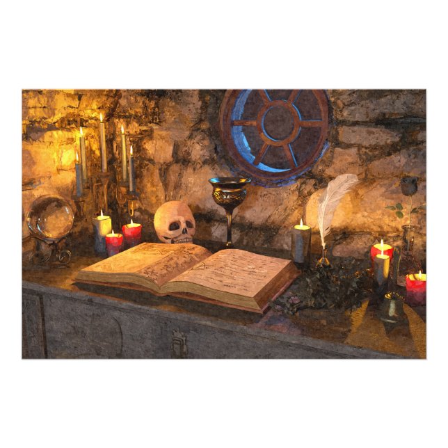 Medieval Fantasy Wizard's Study Photo Print (Front)