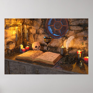 Medieval Fantasy Wizard's Study Poster