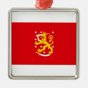 Medieval Flag of Finland Metal Tree Decoration