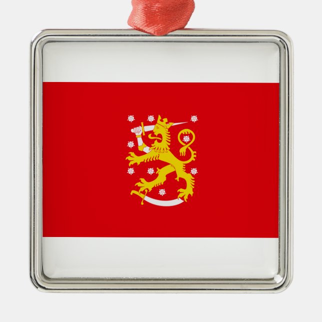 Medieval Flag of Finland Metal Tree Decoration (Front)