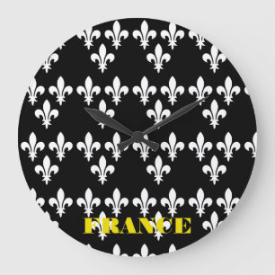Medieval France Heraldic Print Monochromatic Art Large Clock