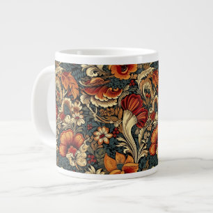 Medieval Garden Floral Pattern Large Coffee Mug