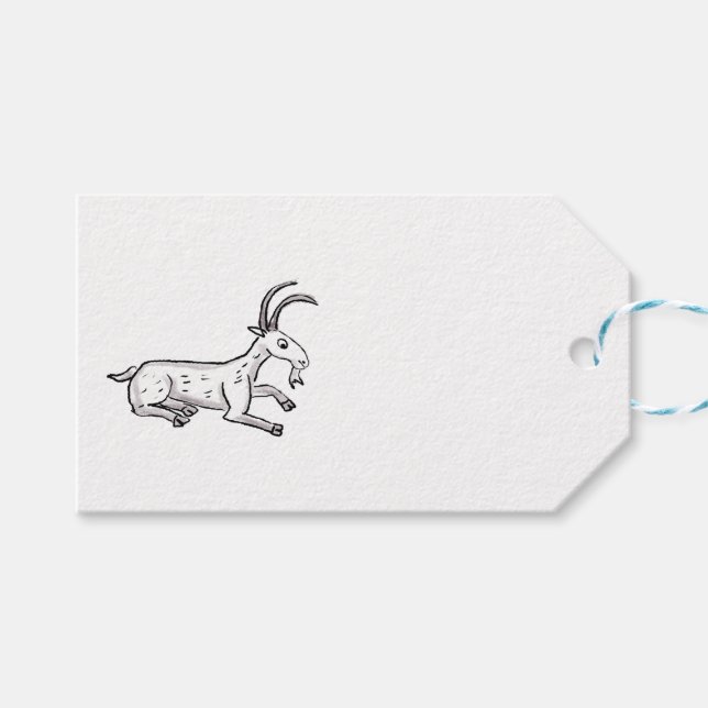 Medieval goat and mille fleurs gift tag (Front (Horizontal))