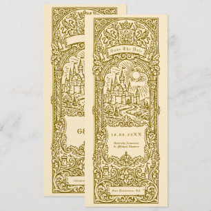 Medieval Gold Wedding Bookmark Save The Date Invitation