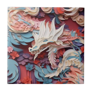 Medieval Gothic Fantasy Dragon Head 3D Abstract Tile