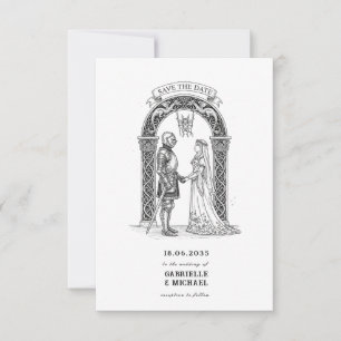 Medieval Gothic Knight Bride Groom Arch  Save The Date