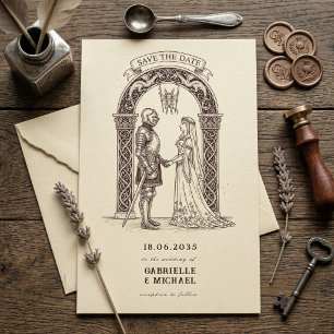 Medieval Gothic Knight  Sepia Wedding Save The Date