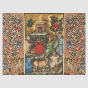 MEDIEVAL GRAPE VINEYARD HARVEST Antique Grapevine Tissue Paper