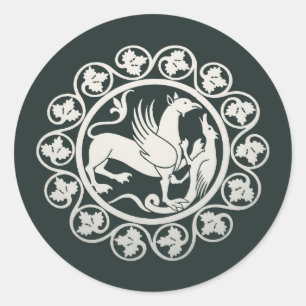 Medieval Griffin Combat Medallion Classic Round Sticker
