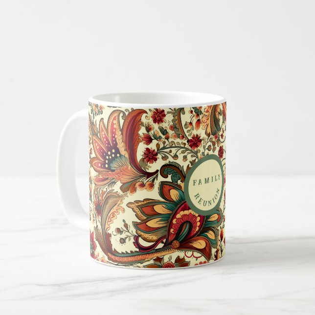 Medieval Inspired Floral Paisley Pattern Coffee Mug (Front Left)