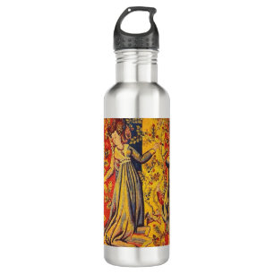 Medieval Italian Red Blue Yellow Chinoiserie  710 Ml Water Bottle