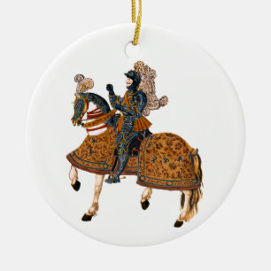 Medieval Knight in Armor on horse back Ceramic Tree Decoration