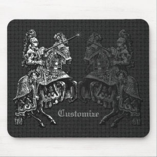 Medieval Knights Black & White Mouse Mat