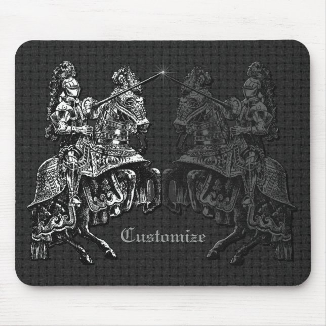Medieval Knights Black & White Mouse Mat (Front)