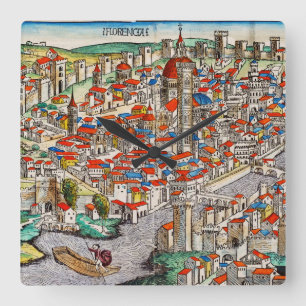 Medieval landmark of Florence in Italy Square Wall Clock