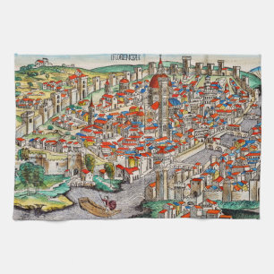 Medieval landmark of Florence in Italy Tea Towel