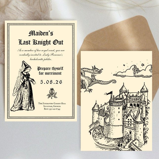 Medieval “Last Knight Out” Bachelorette Invitation (Creator Uploaded)