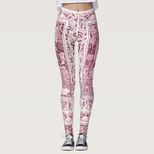 MEDIEVAL LEGENDS Lady And Knight,Pink White Floral Leggings