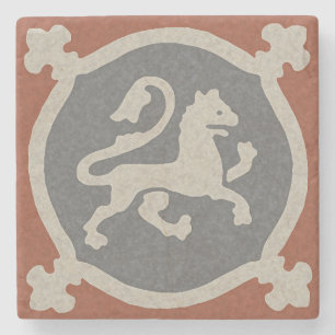 Medieval Lion Tile Stone Coaster