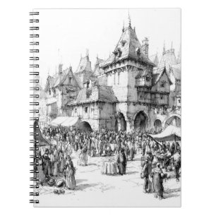 Medieval Market Town Ink Illustration Notebook