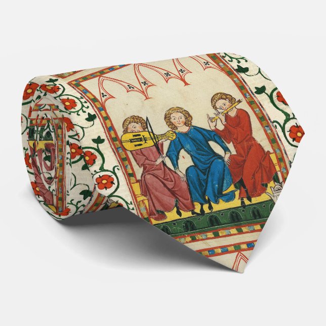 MEDIEVAL MUSIC AND MUSICIANS ,ANTIQUE MINIATURE TIE (Rolled)