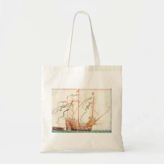 Medieval Naval Ship Tote Bag (Front)