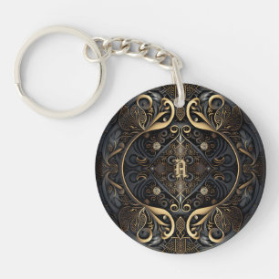 Medieval Ornament Letter Key Ring