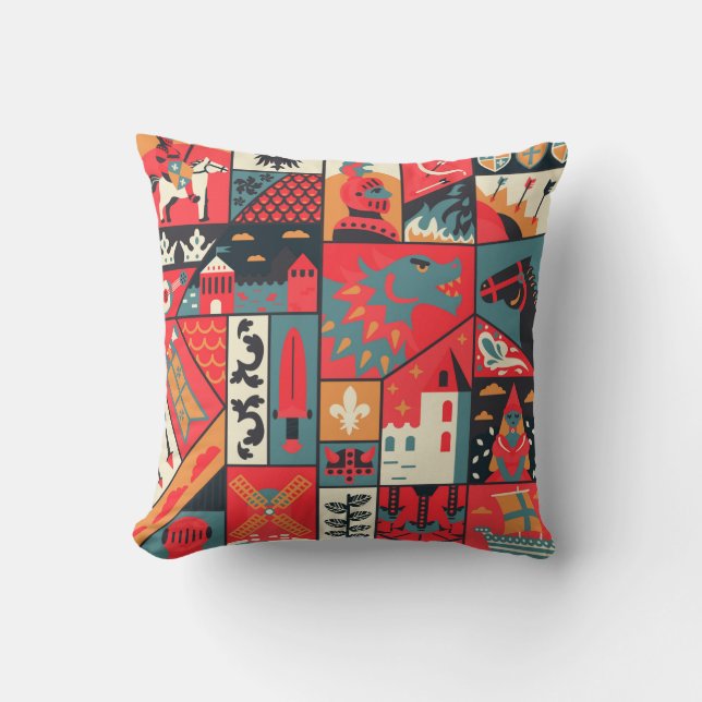 Medieval pattern seamless design. Decoration texti Cushion (Front)