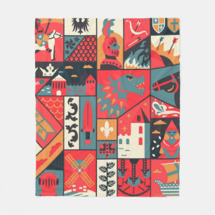 Medieval pattern seamless design. Decoration texti Fleece Blanket