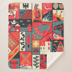 Medieval pattern seamless design. Decoration texti Sherpa Blanket