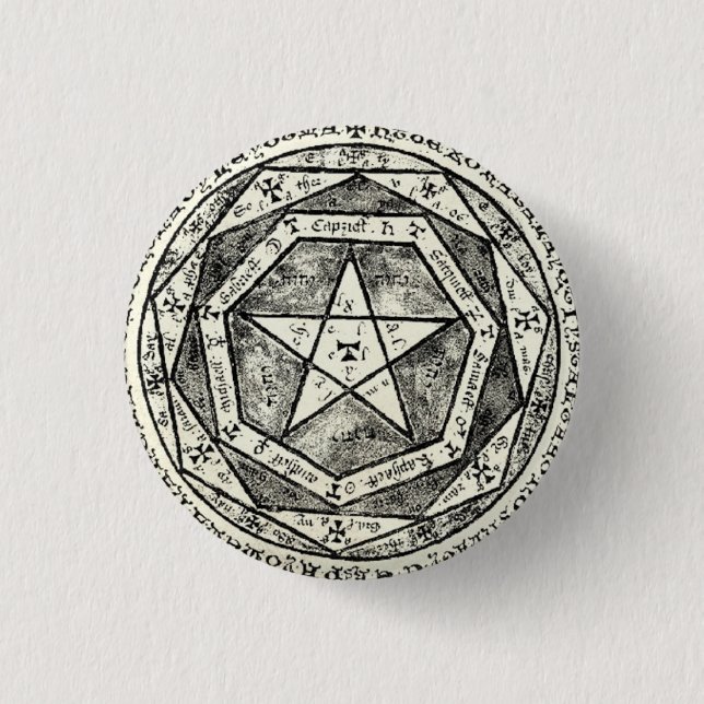 Medieval pentagram 3 cm round badge (Front)
