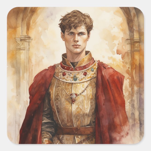 Medieval Prince Square Sticker (Front)