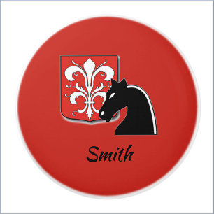 Medieval Red and Black Knight and Shield  Ceramic Knob