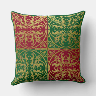 Medieval Renaissance Herald Lion Leopard Metallic  Cushion