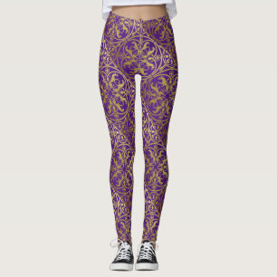 Medieval Renaissance Herald Lion Leopard Metallic Leggings
