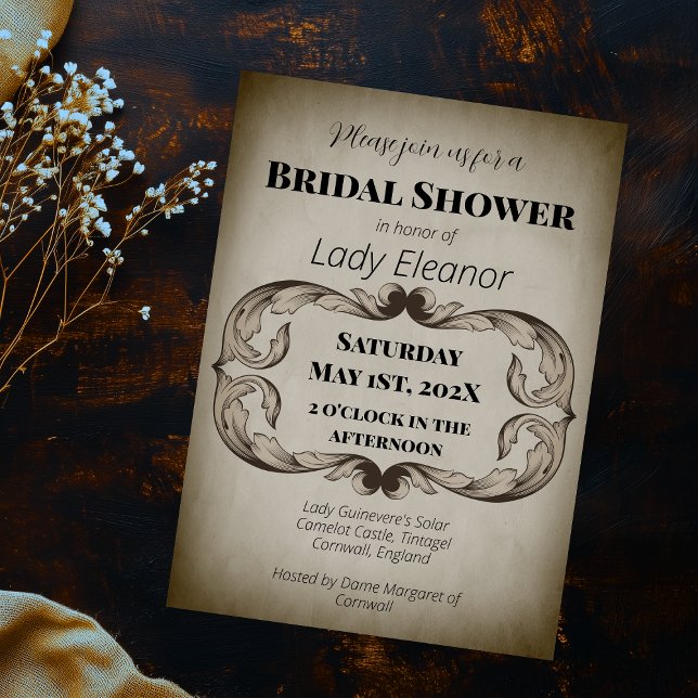 Medieval Renaissance Parchment Moody Bridal Shower Invitation (Medieval Renaissance Parchment Moody Bridal Shower Invitation)
