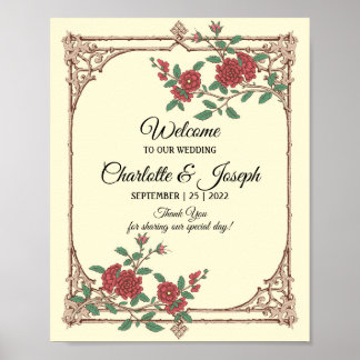 Medieval Romantic Wedding Welcome Sign Poster
