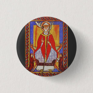 Medieval Saint Gregory the Great Icon  3 Cm Round Badge