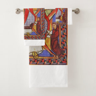 Medieval Saint Gregory the Great Icon  Bath Towel Set