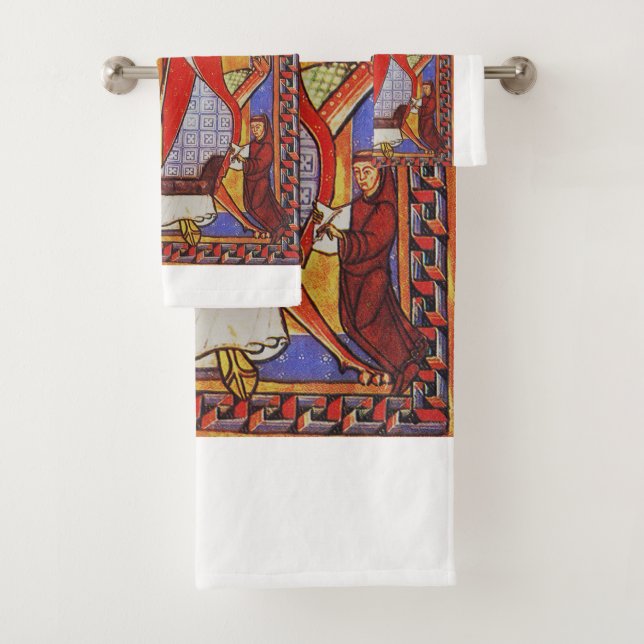 Medieval Saint Gregory the Great Icon  Bath Towel Set (Insitu)