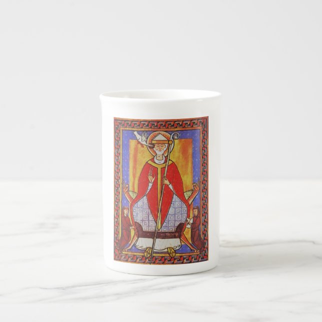 Medieval Saint Gregory the Great Icon  Bone China Mug (Front)