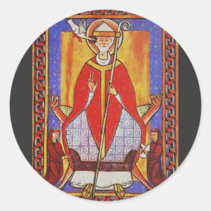 Medieval Saint Gregory the Great Icon  Classic Round Sticker