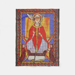 Medieval Saint Gregory the Great Icon  Fleece Blanket