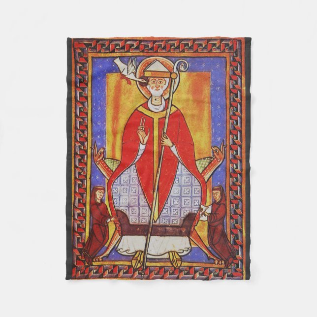 Medieval Saint Gregory the Great Icon  Fleece Blanket (Front)