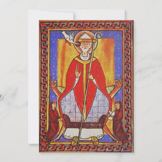 Medieval Saint Gregory the Great Icon  Holiday Card (Front)