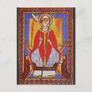 Medieval Saint Gregory the Great Icon  Holiday Postcard
